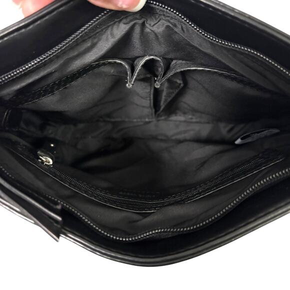 Nine West Women's Neala Crossbody Handbag Black Leather Snakeskin Medium Purse - Picture 11 of 15